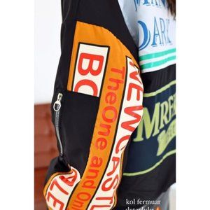 Women's Printed Oversize Bomber Jacket The sample product in the image is standa